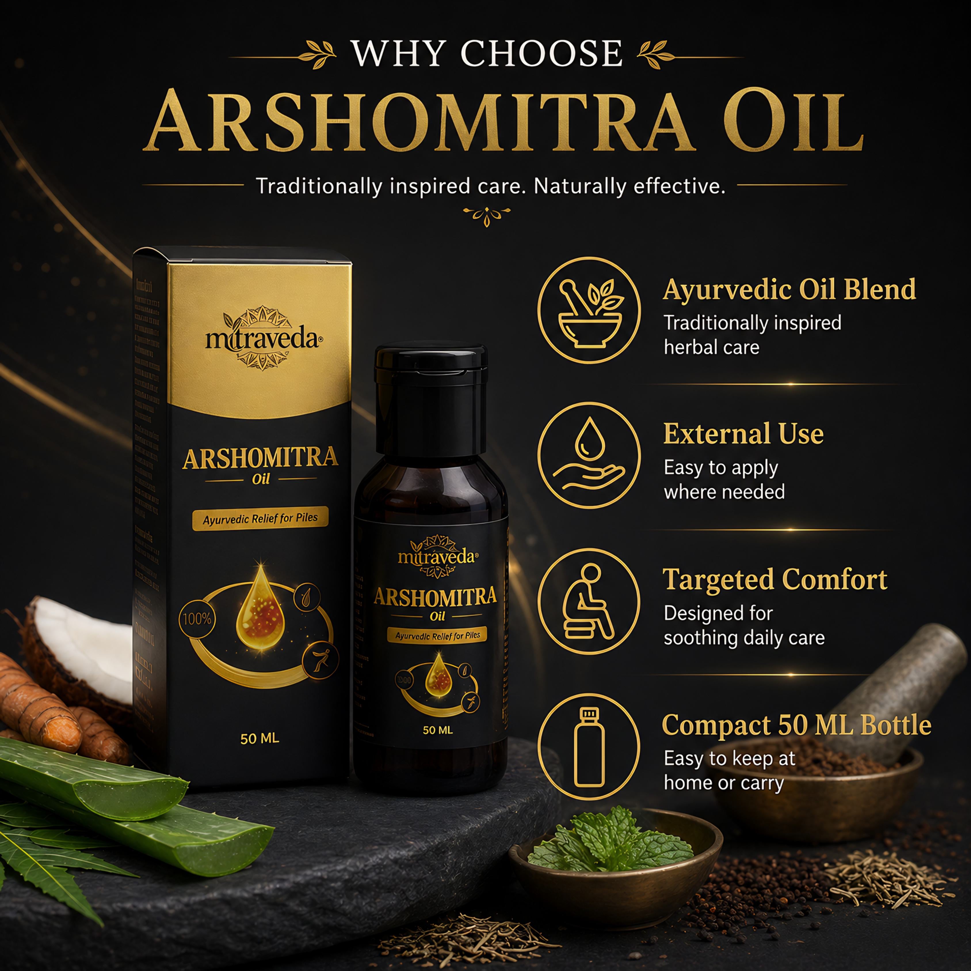 Arshomitra Oil – Helps manage pain, bleeding, and itching