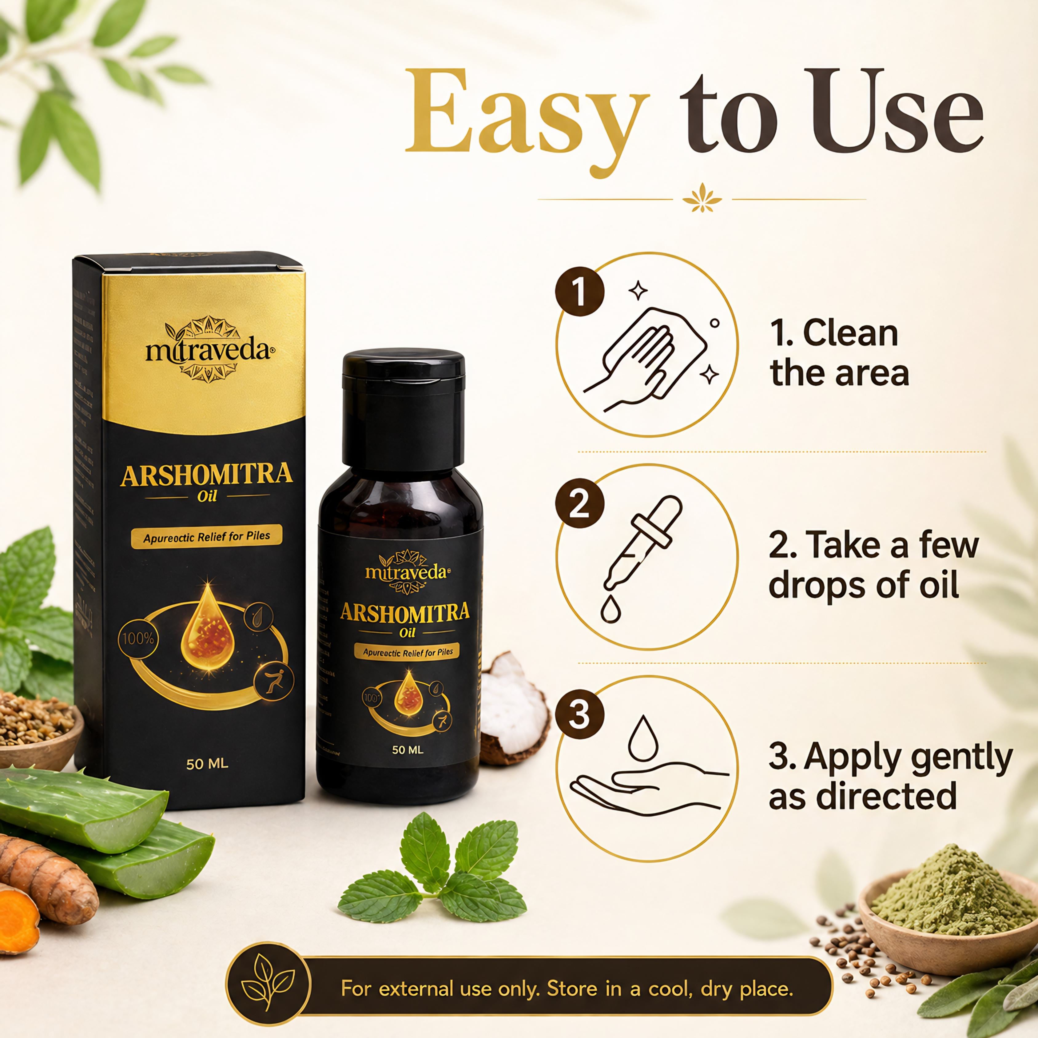 Arshomitra Oil – Helps manage pain, bleeding, and itching