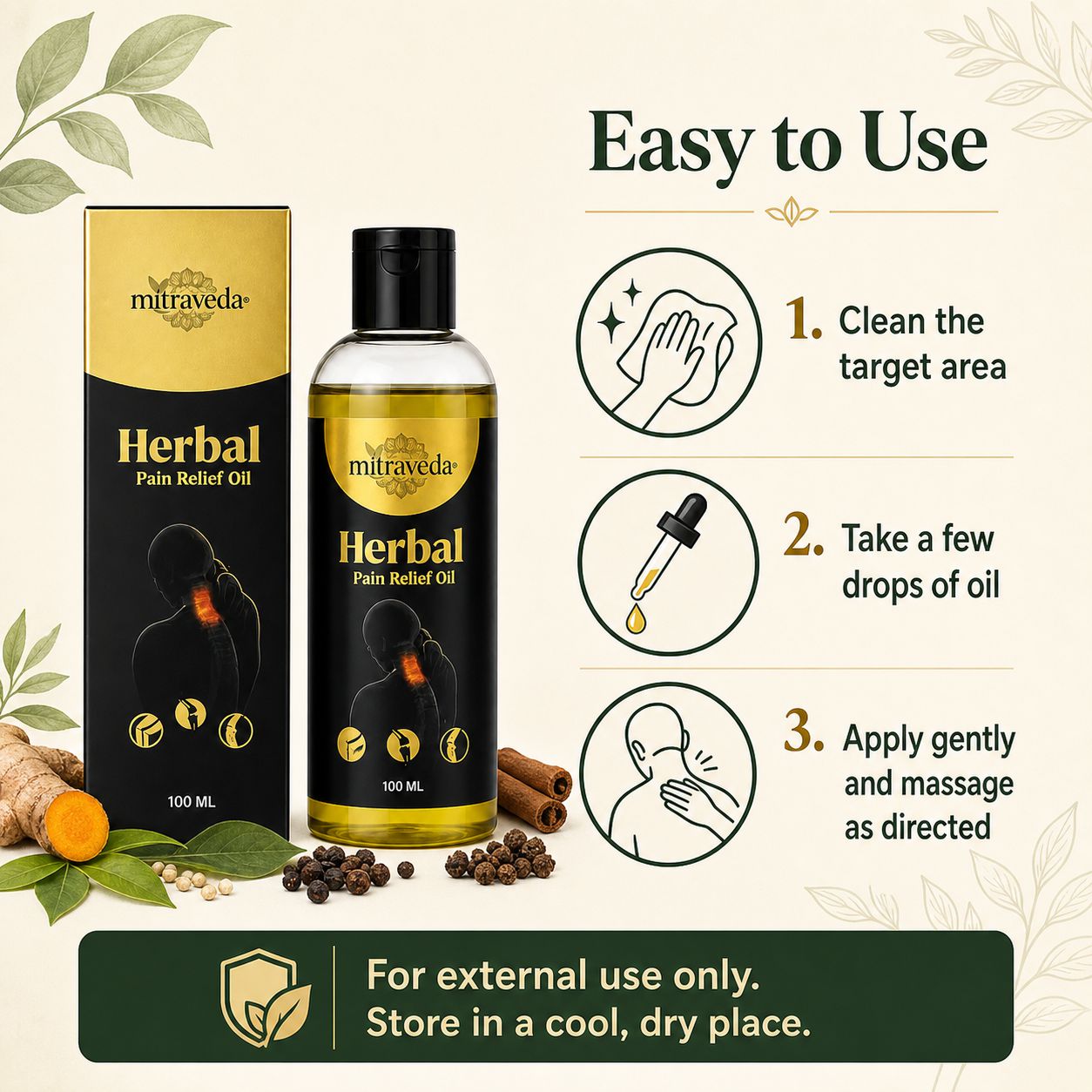Mitraveda Herbals Pain Relief Oil – For joint and muscle pain