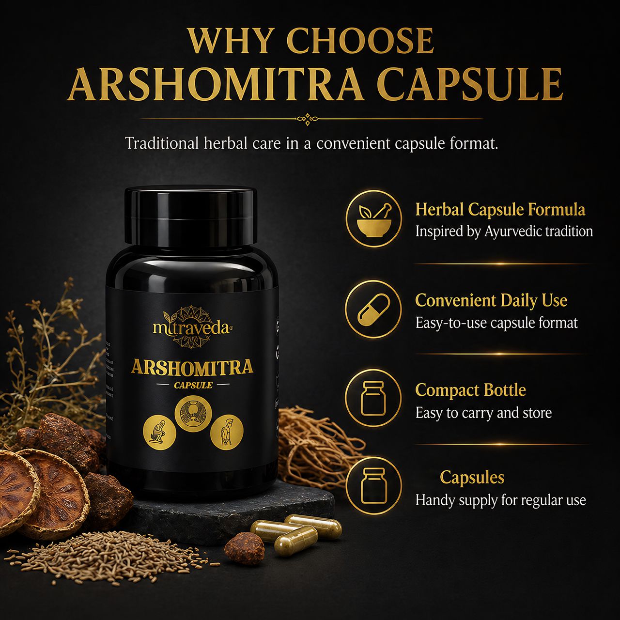 Arshomitra Capsules (30 Capsules) – Ayurvedic remedy for piles & hemorrhoids