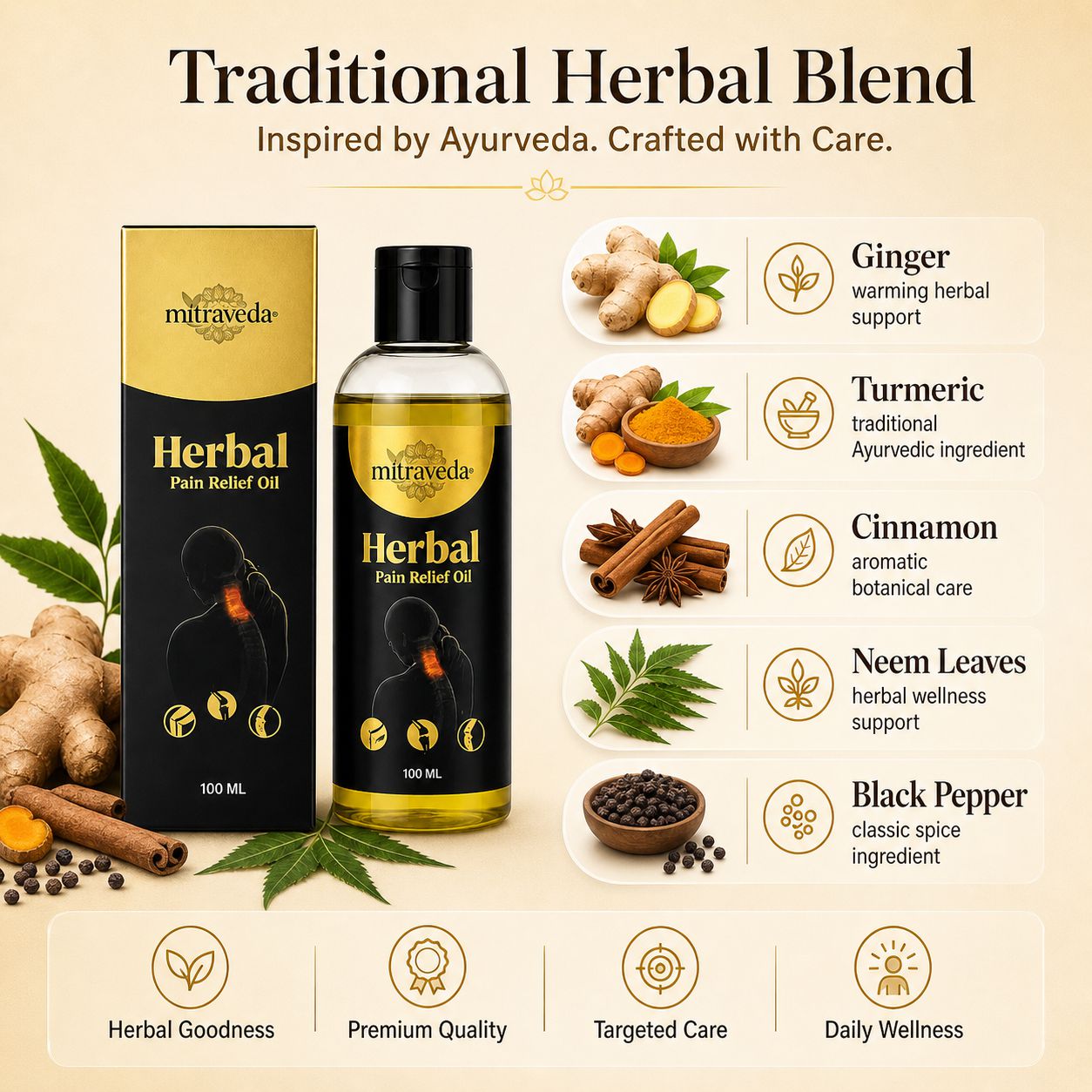 Mitraveda Herbals Pain Relief Oil – For joint and muscle pain