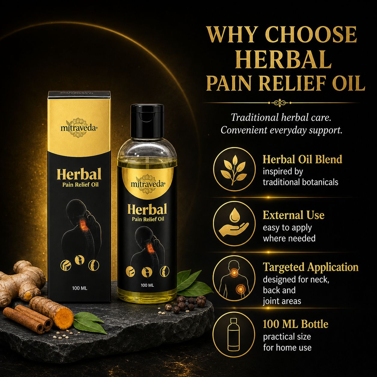 Mitraveda Herbals Pain Relief Oil – For joint and muscle pain