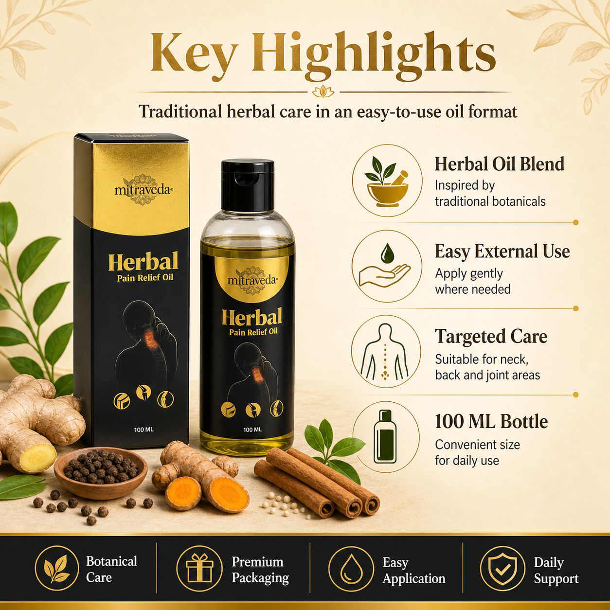 Mitraveda Herbals Pain Relief Oil – For joint and muscle pain